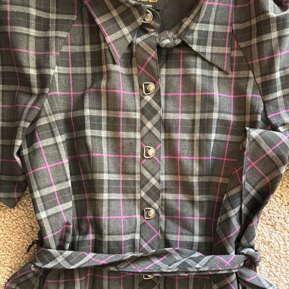 Laundry By Shelli Segal Gray and Pink Plaid Dress - Picture 3 of 4